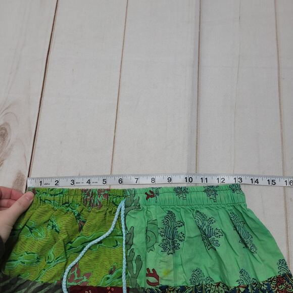 Ashley Taylor patchwork boho harem gypsy pull on pants hippie green witchy - Picture 5 of 7